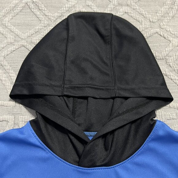 Under Armour Sz 4 Blue & Black Hooded Shirt Pullover - Picture 6 of 7